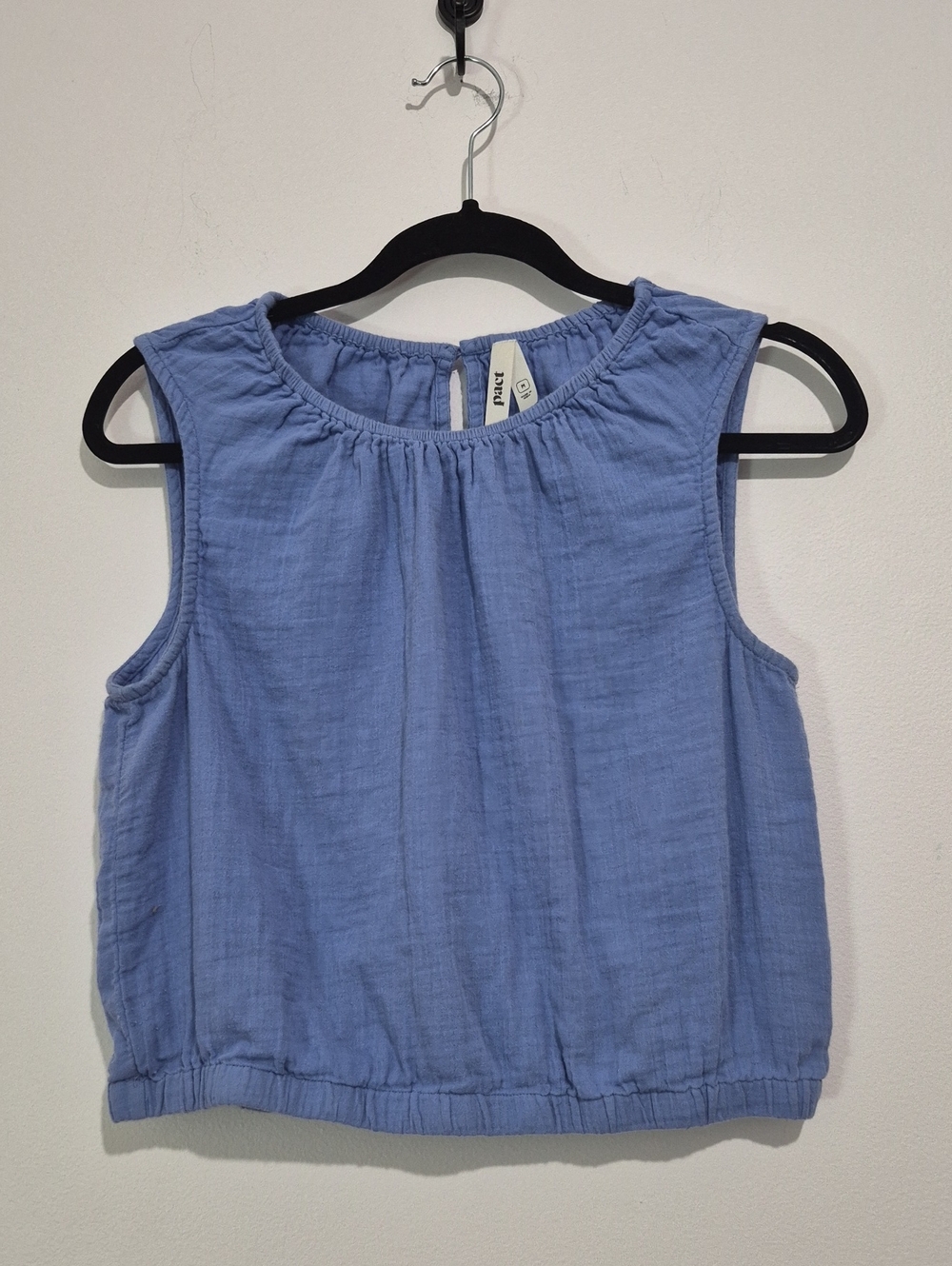 PACT SCOOPNECK ORGANIC COTTONCROP TOP PERIWINKLE BLUE SIZE MEDIUM